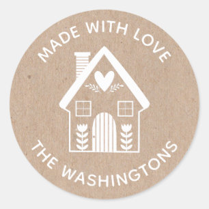 Made with Love Kraft Christmas House Sticker