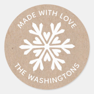 Made with Love Kraft Christmas Snowflake Sticker