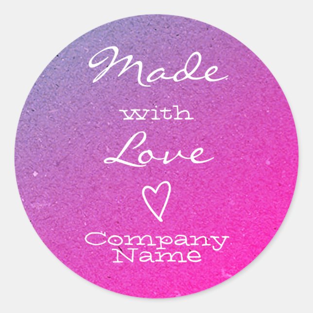 Made with Love Labels Heart Symbol Purple Ombre  (Front)