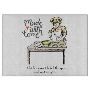 Made With Love Means I Licked the Spoon   Funny Cutting Board