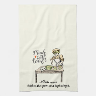Made With Love Means I Licked the Spoon Funny Kitchen Towel