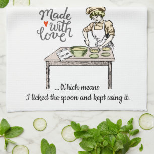 Made With Love Means I Licked the Spoon Funny Kitchen Towel