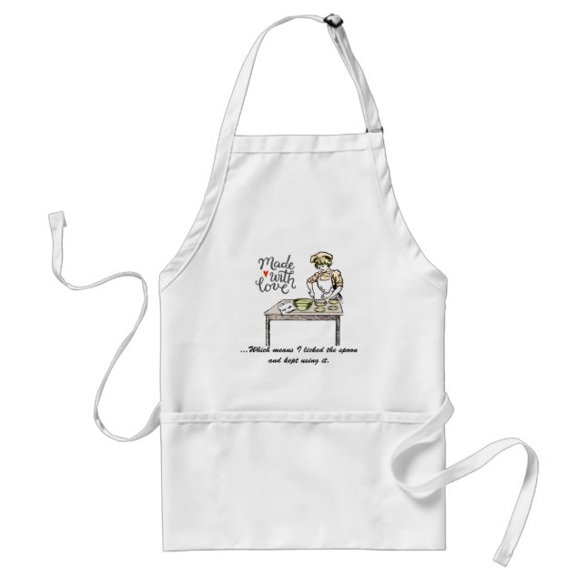 Made With Love Means I Licked the Spoon Funny Standard Apron (Front)