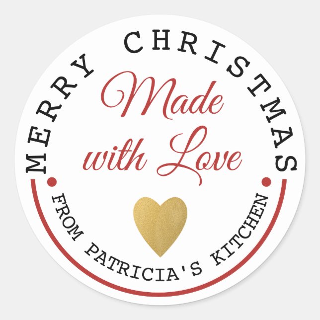 Made With Love Merry Christmas Cookies Classic Round Sticker (Front)
