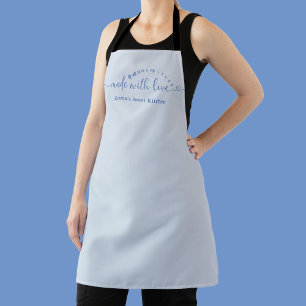 Made with Love Minimalist Blue Script Bakery Apron
