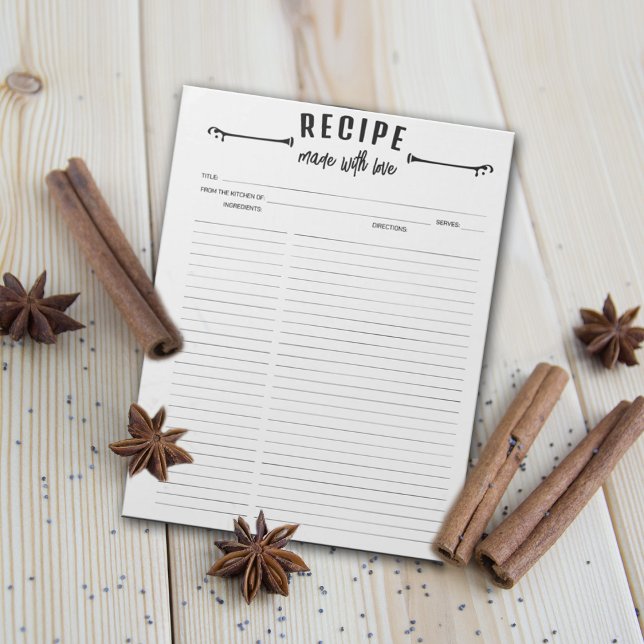 Made with Love Minimalist Culinary Recipes Notepad (Creator Uploaded)