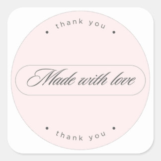 Made With Love Minimalist Thank You Sticker