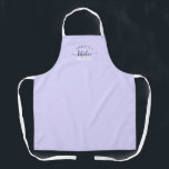 Made With Love Modern Lavender Custom Name Kitchen Apron<br><div class="desc">Modern and stylish custom lavender apron for home kitchen cooks. Design features a cute typographic design with a custom name "Kitchen" and a rolling pin with "made with love" displayed in the middle.</div>