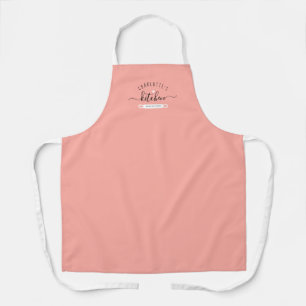 Made With Love Modern Pink Custom Name Kitchen Apron