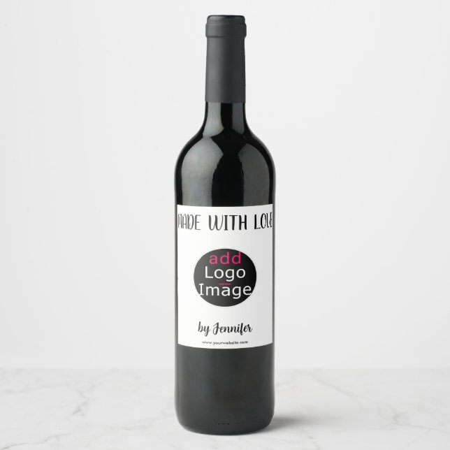 Made With Love Modern Professional Custom Logo Wine Label (Front)