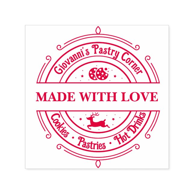 Made with love Modern Retro Red Self-inking Stamp (Design)