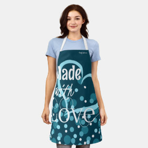 Made With Love Personalized Apron in Dark Teal