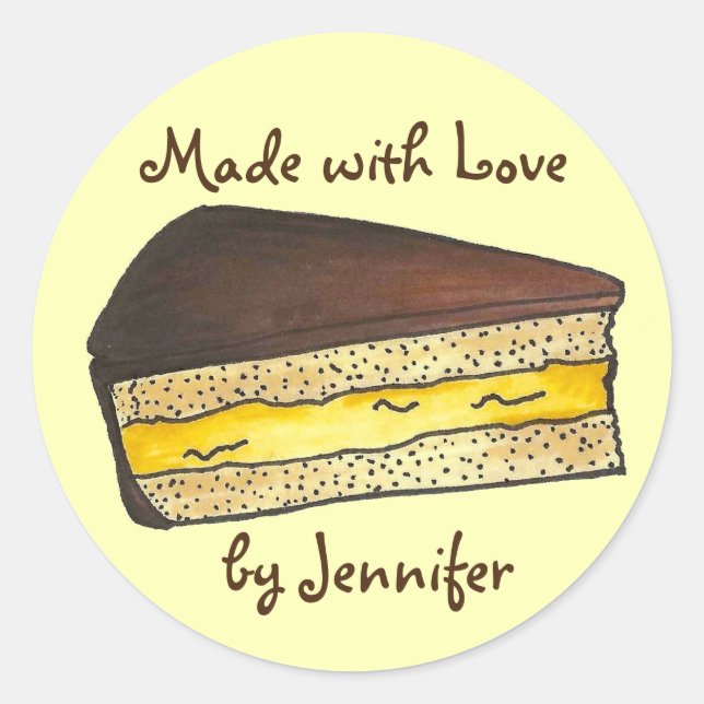 Made with Love Personalized Baked Goods Sticker (Front)