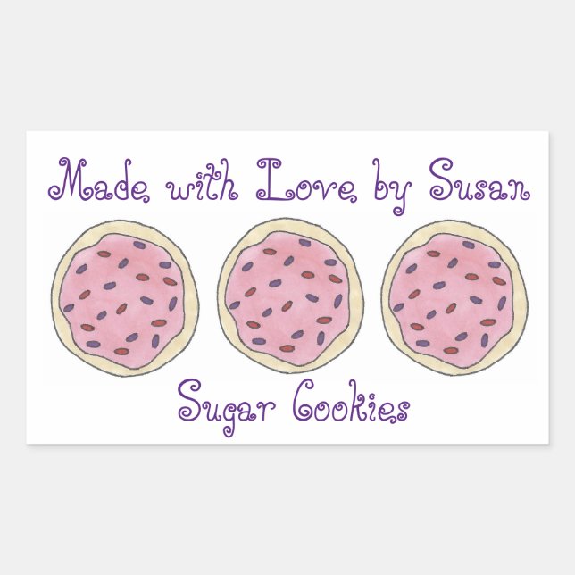 Made with Love Personalized Baking Sugar Cookie Sticker (Front)