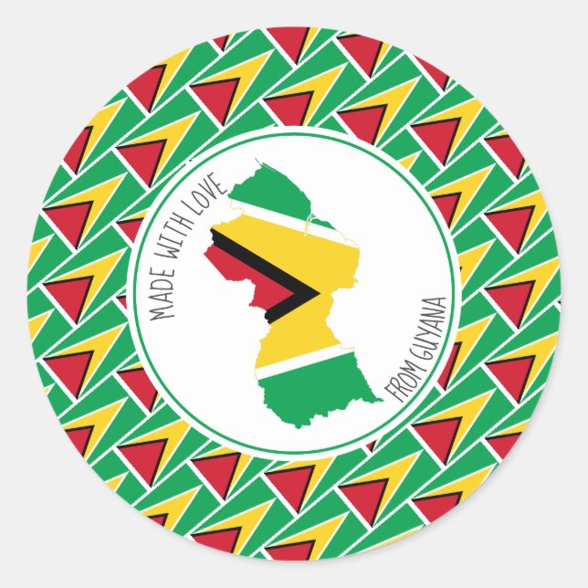 Made With Love Personalized GUYANA FLAG Guyanese Classic Round Sticker (Front)
