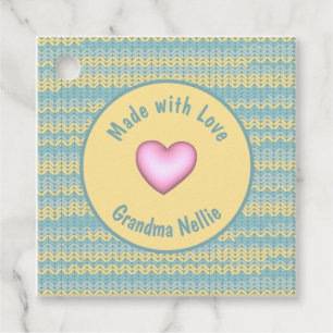 Made with Love Personalized Knit Crochet Heart Favour Tags