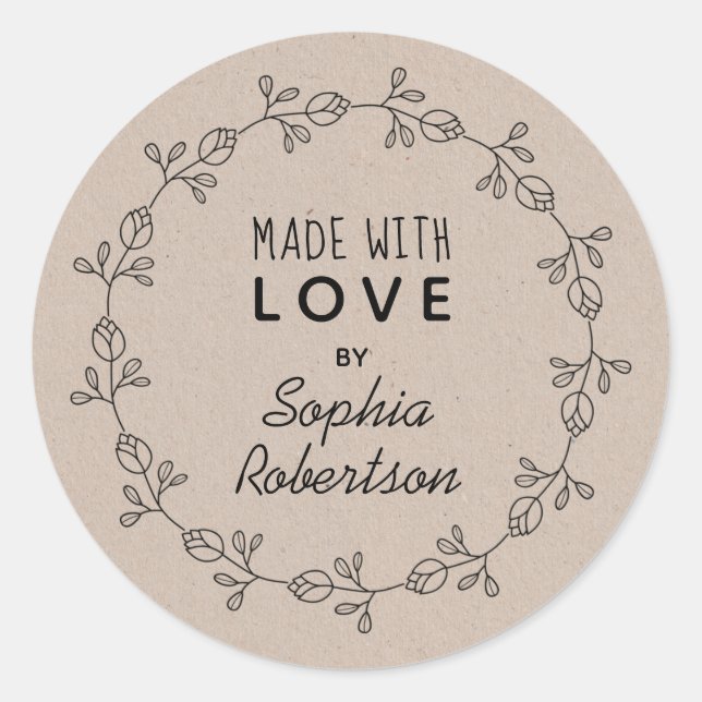 Made With Love Personalized Kraft Product Label (Front)