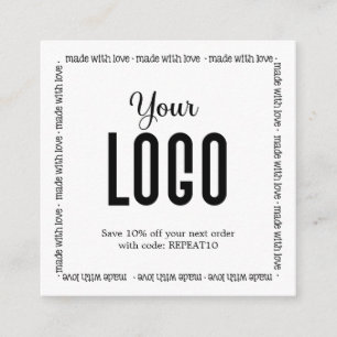 Made with Love Personalized Order Thank You Square Business Card