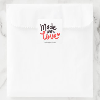 Made with Love Personalized Red Square Sticker 2