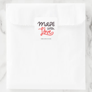 Made with Love Personalized Red Square Sticker 3