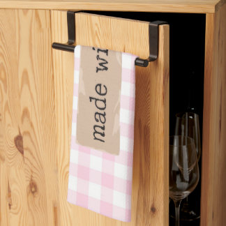 Made with Love-Pink and White Checks Kitchen Towel