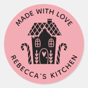 Made With Love Pink Christmas Classic Round Sticker