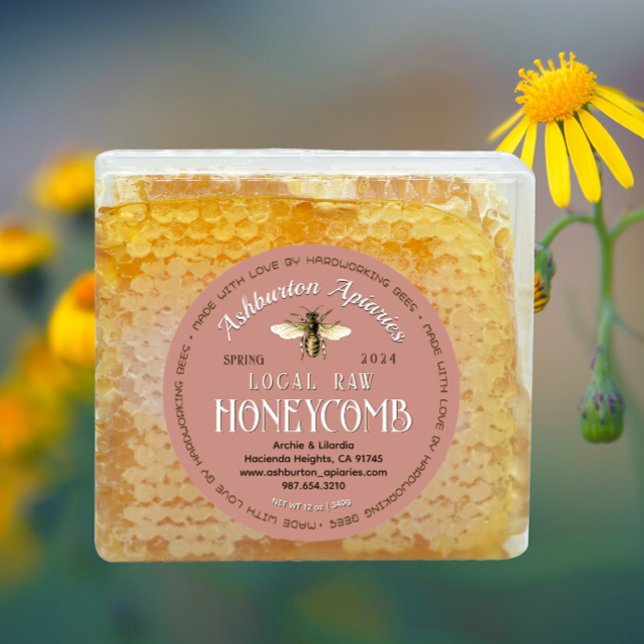 Made With Love Pink Harvest Date Honeycomb Label (Creator Uploaded)