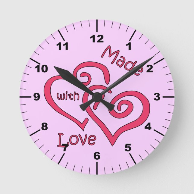 "Made with Love Pink" Round Clock (Front)