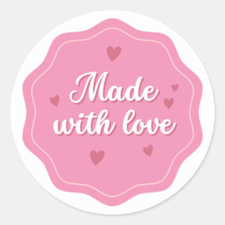 Made with Love Pink Sticker – Cute Label for gift