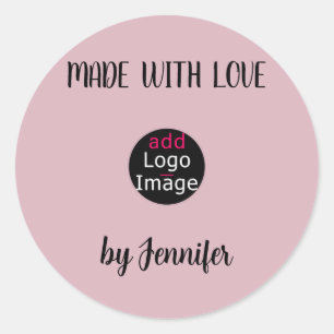 Made With Love Professional Custom Dusty Rose Pink Classic Round Sticker