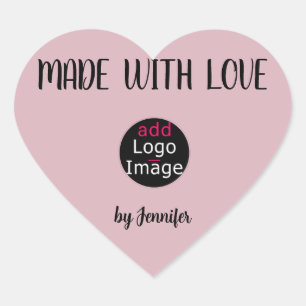 Made With Love Professional Custom Dusty Rose Pink Heart Sticker