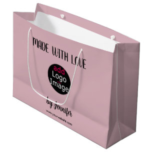 Made With Love Professional Custom Dusty Rose Pink Large Gift Bag