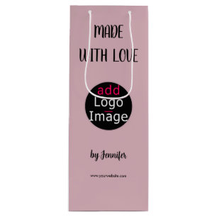 Made With Love Professional Custom Dusty Rose Pink Wine Gift Bag
