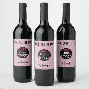 Made With Love Professional Custom Dusty Rose Pink Wine Label