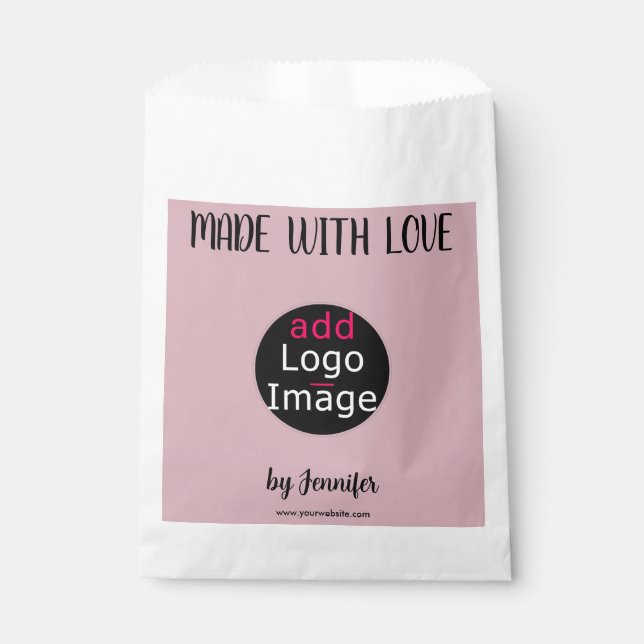 Made With Love Professional Custom Logo Pink Favour Bag (Front)