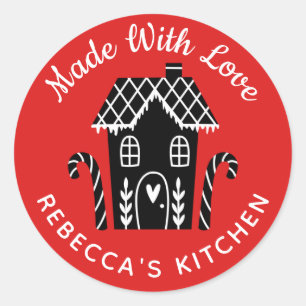Made With Love Red Classic Round Sticker
