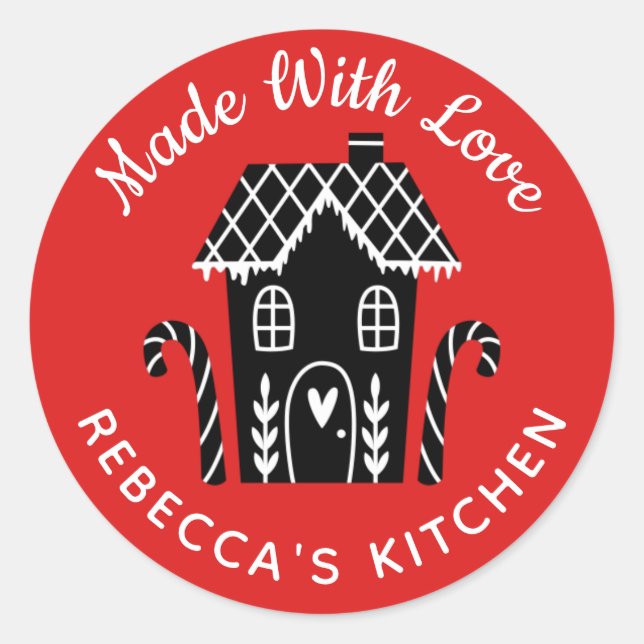 Made With Love Red Classic Round Sticker (Front)