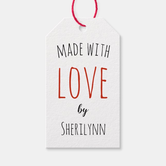 Made with Love Red Gift Tags (Front)