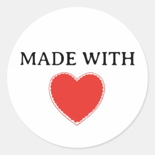 Made with Love Red Heart Classic Round Sticker
