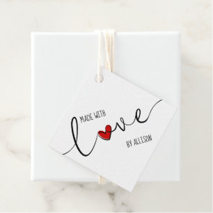 Made With Love Red Heart Hand Lettered Gift Tags