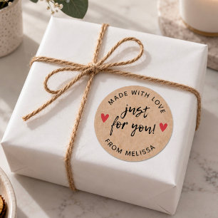 Made with Love Rustic Kraft Classic Round Sticker