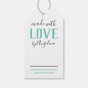 Made with Love Script Turquoise Craft Show Gift Tags