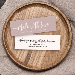Made with Love Simple Elegant Script Blush Small  Mini Business Card