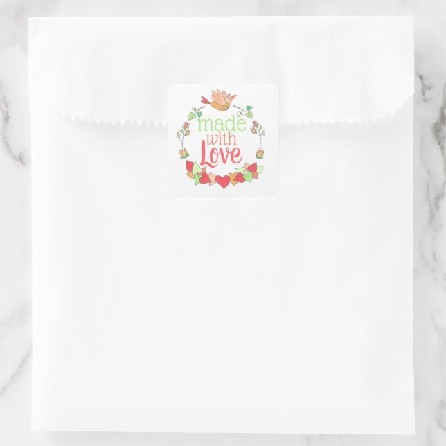 Made with Love Small Business Square Sticker (Bag)