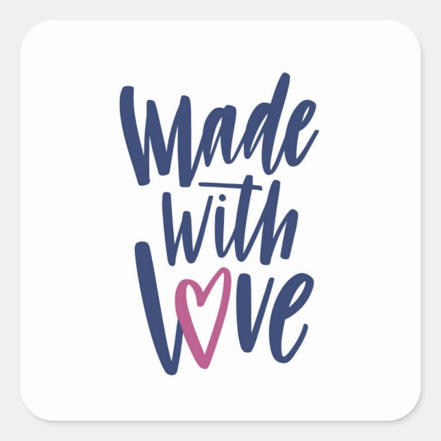 Made With Love Square Sticker (Front)