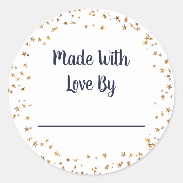 Made With Love Starry Classic Round Sticker (Front)