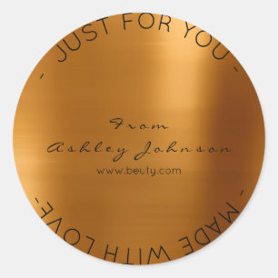 Made With Love Steel Gold Metallic Shiny Classic Round Sticker