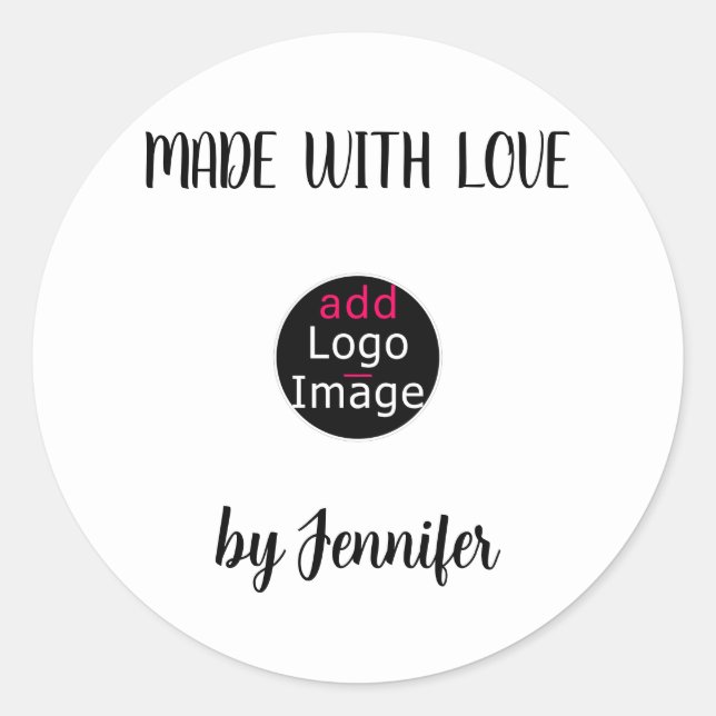 Made With Love Stylish Professional Custom Logo Classic Round Sticker (Front)