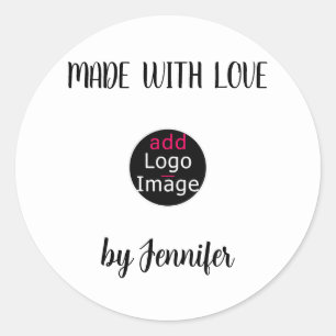 Made With Love Stylish Professional Custom Logo Classic Round Sticker