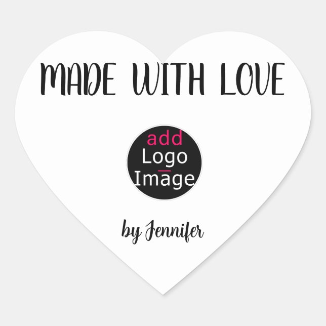 Made With Love Stylish Professional Custom Logo  Heart Sticker (Front)